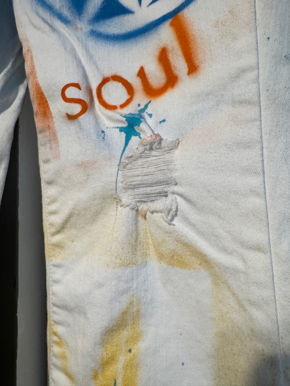 Hand Painted White Boston Proper Jeans Custom streetwear size 28 - Picture 6 of 13